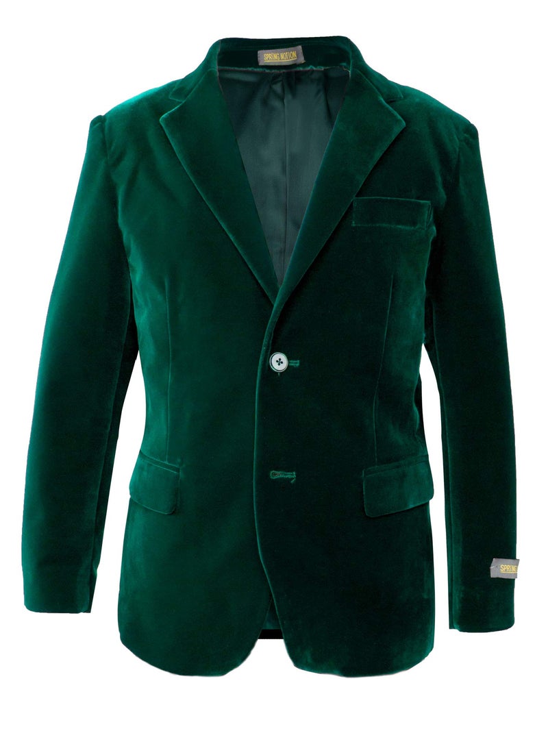 Spring Notion Big Boys' Emerald Green Velvet Blazer 12 - Image 1